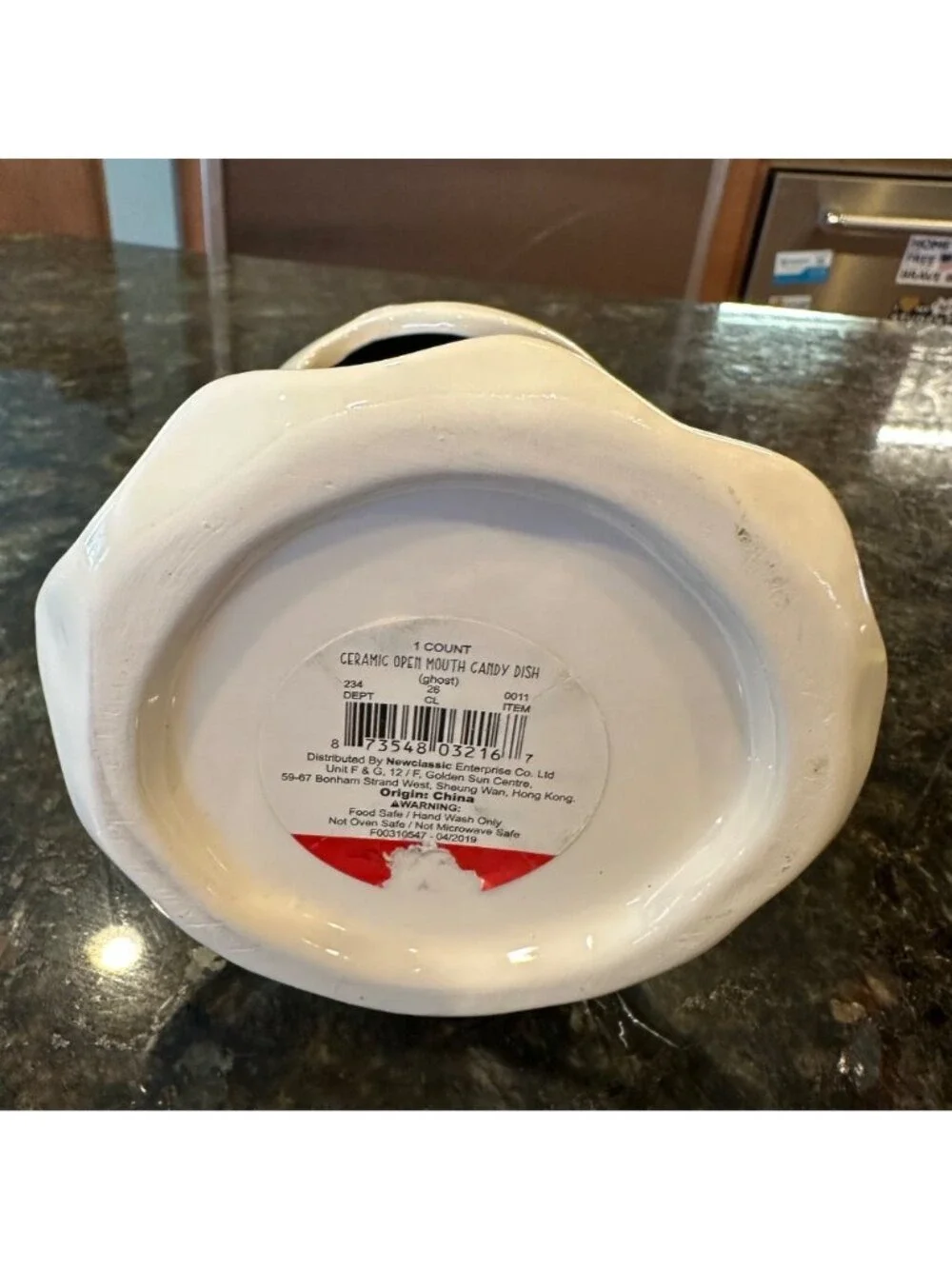 Halloween Ghost Smiling Candy Dish Holder 5 inch Ceramic White Unique Eclectic